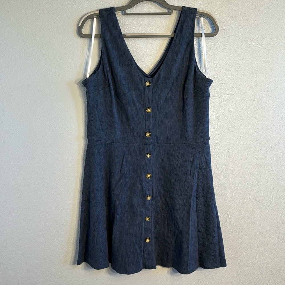 Sleeveless Navy Button-Down Dress